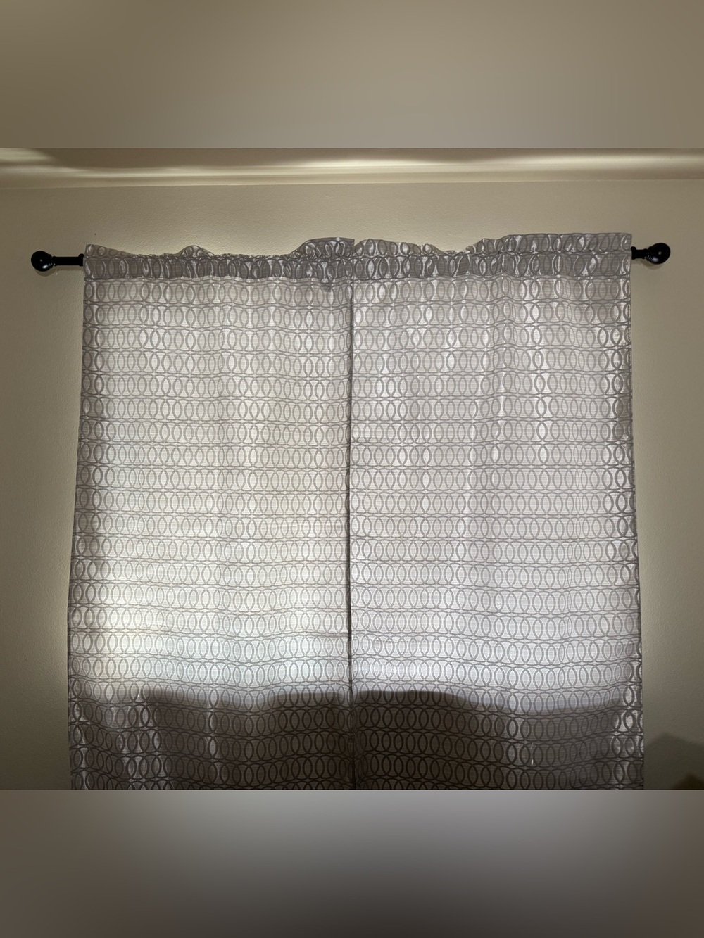 Gray Patterned Tab-Top Window Curtains - 2 Panels